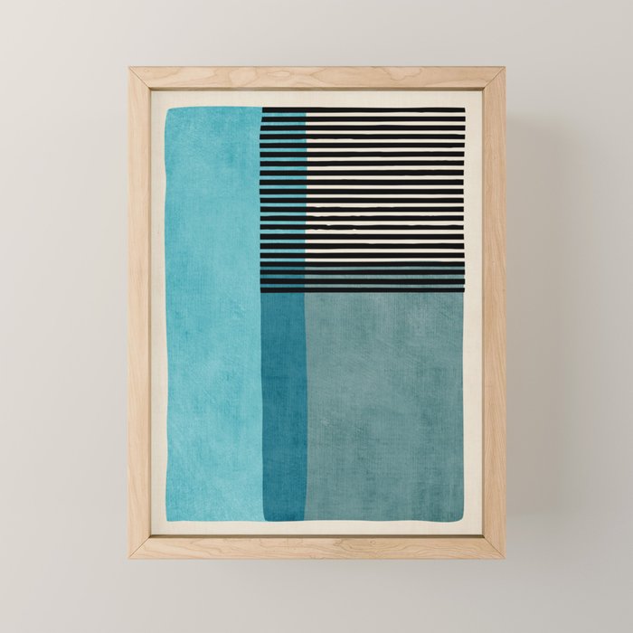 Blue Black Gray Abstract Bold Linen Wall Art 01 Mini Art Print Gallery Image 1