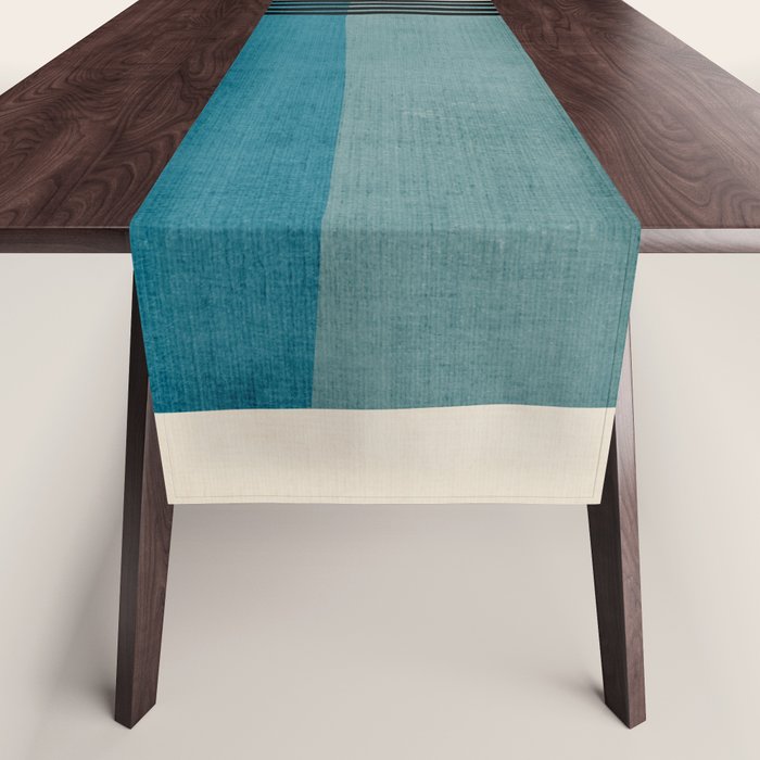 Blue Black Gray Abstract Bold Linen Wall Art 01 Table Runner Gallery Image 1