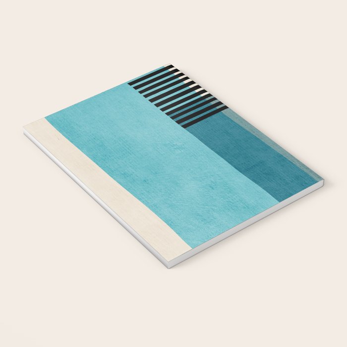 Blue Black Gray Abstract Bold Linen Wall Art 01 Notebook Gallery Image 3