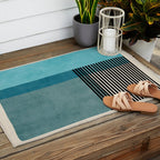 Blue Black Gray Abstract Bold Linen Wall Art 01 Outdoor Rug Gallery Image 2