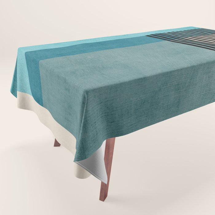 Blue Black Gray Abstract Bold Linen Wall Art 01 Tablecloth Gallery Image 1