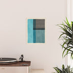 Blue Black Gray Abstract Bold Linen Wall Art 01 Poster Gallery Image 2
