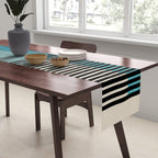 Blue Black Gray Abstract Bold Linen Wall Art 01 Table Runner Gallery Image 2