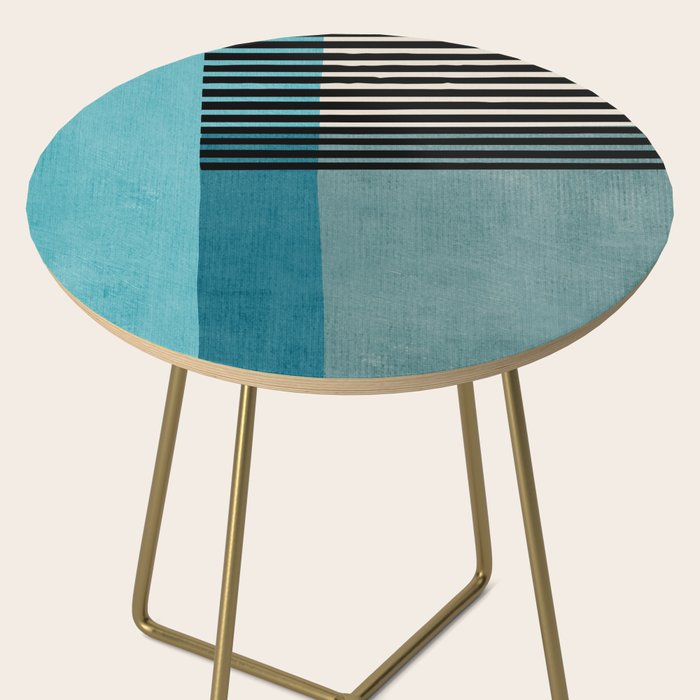 Blue Black Gray Abstract Bold Linen Wall Art 01 Side Table Gallery Image 2