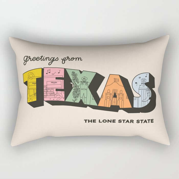 Greetings From Texas - Beige Rectangular Pillow Gallery Image 1