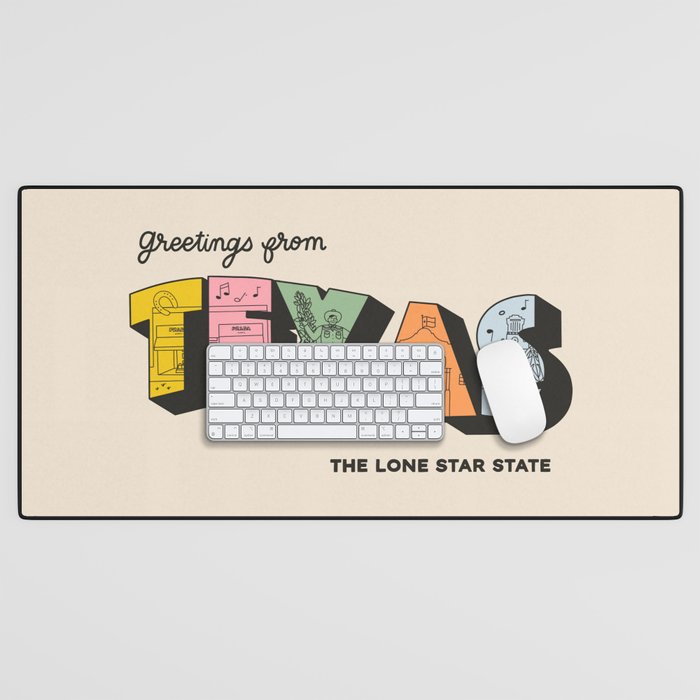 Greetings From Texas - Beige Desk Mat Gallery Image 1