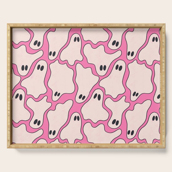Pink Ghost Party Pop Art  Serving Tray Gallery Image 1