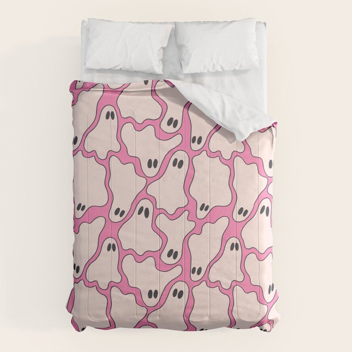 Pink Ghost Party Pop Art  Comforter Gallery Image 1