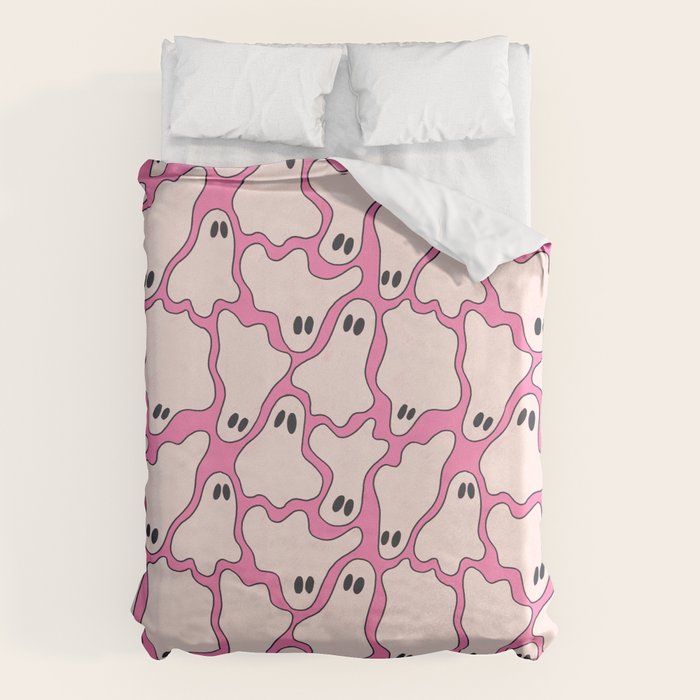 Pink Ghost Party Pop Art  Duvet Cover Gallery Image 1