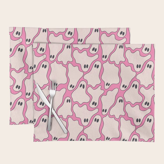 Pink Ghost Party Pop Art  Placemat Gallery Image 1