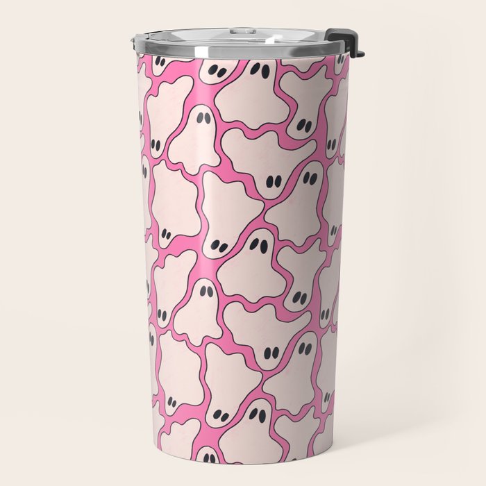 Pink Ghost Party Pop Art  Travel Mug Gallery Image 2