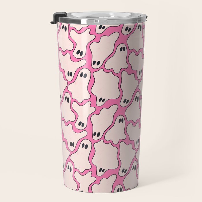 Pink Ghost Party Pop Art  Travel Mug Gallery Image 3