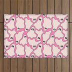Pink Ghost Party Pop Art  Outdoor Rug Gallery Image 1