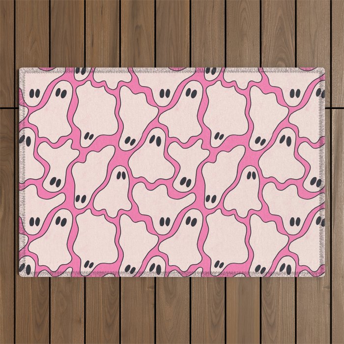 Pink Ghost Party Pop Art  Outdoor Rug Gallery Image 1