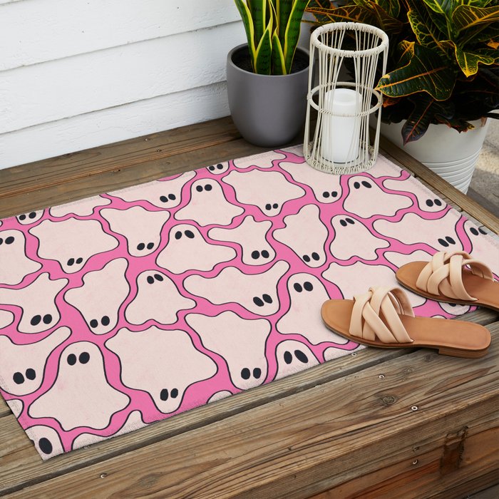 Pink Ghost Party Pop Art  Outdoor Rug Gallery Image 2