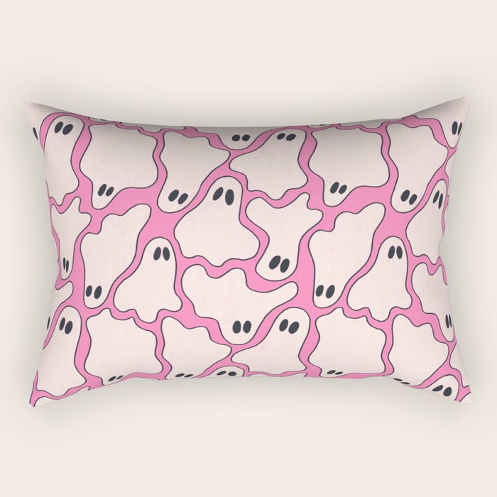 Pink Ghost Party Pop Art  Rectangular Pillow Gallery Image 2