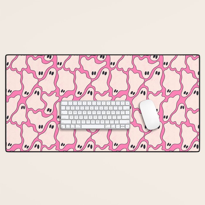Pink Ghost Party Pop Art  Desk Mat Gallery Image 1