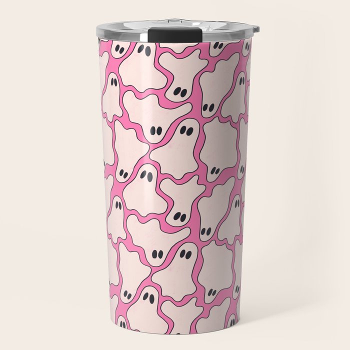 Pink Ghost Party Pop Art  Travel Mug Gallery Image 1