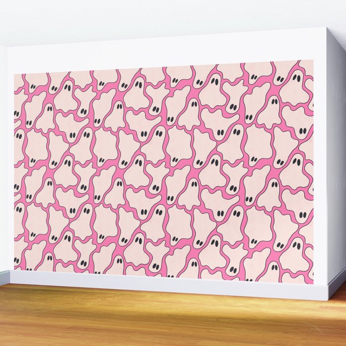 Pink Ghost Party Pop Art  Wall Mural Gallery Image 2
