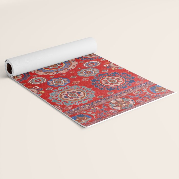 Red Suzani  Kazak Persian Rug Yoga Mat Gallery Image 2