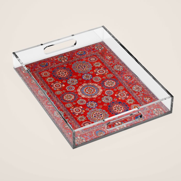Red Suzani  Kazak Persian Rug Acrylic Tray Gallery Image 1