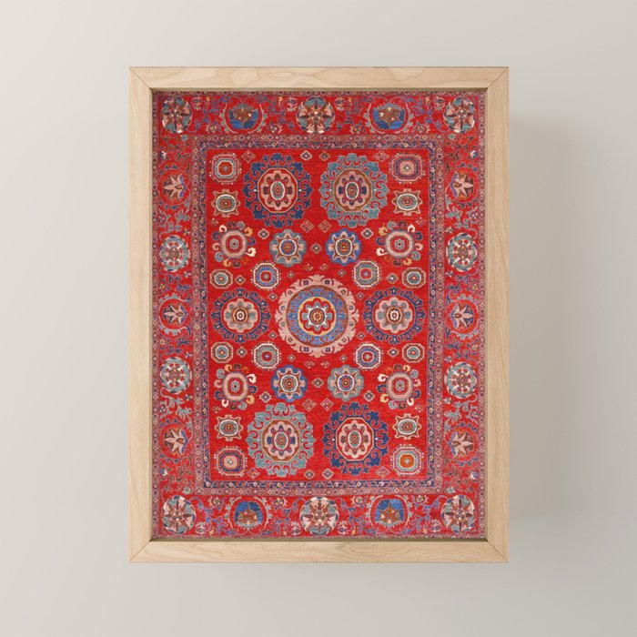 Red Suzani  Kazak Persian Rug Mini Art Print Gallery Image 1
