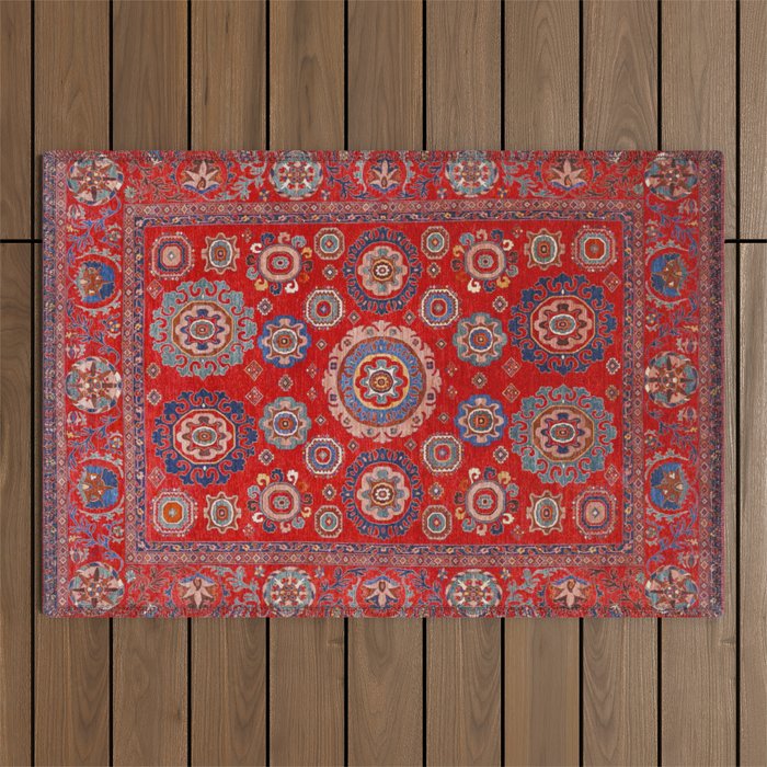 Red Suzani  Kazak Persian Rug Outdoor Rug Gallery Image 1
