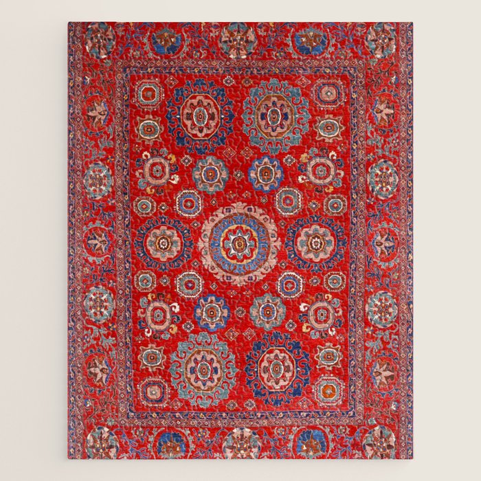 Red Suzani  Kazak Persian Rug Jigsaw Puzzle Gallery Image 1