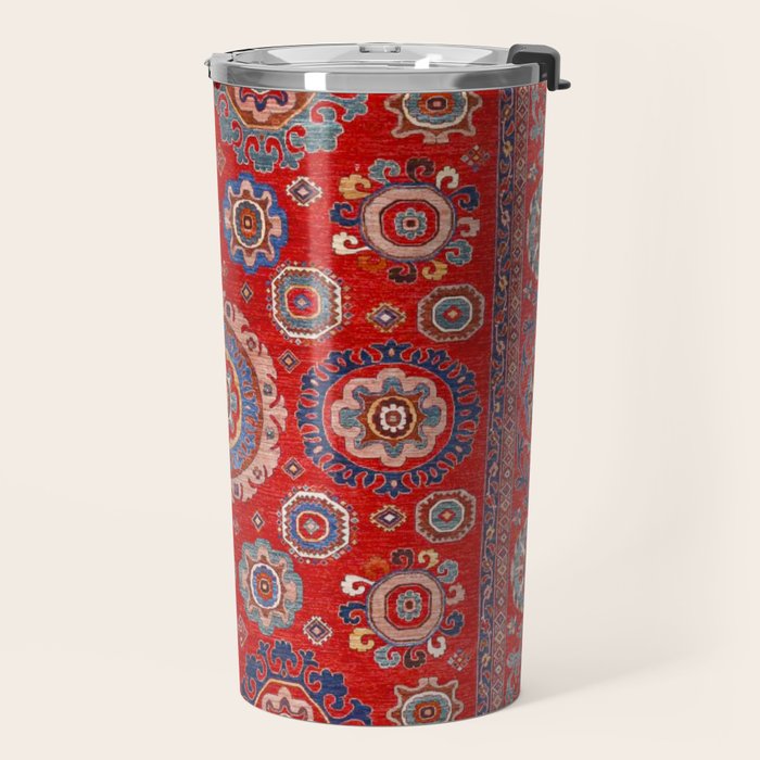 Red Suzani  Kazak Persian Rug Travel Mug Gallery Image 2