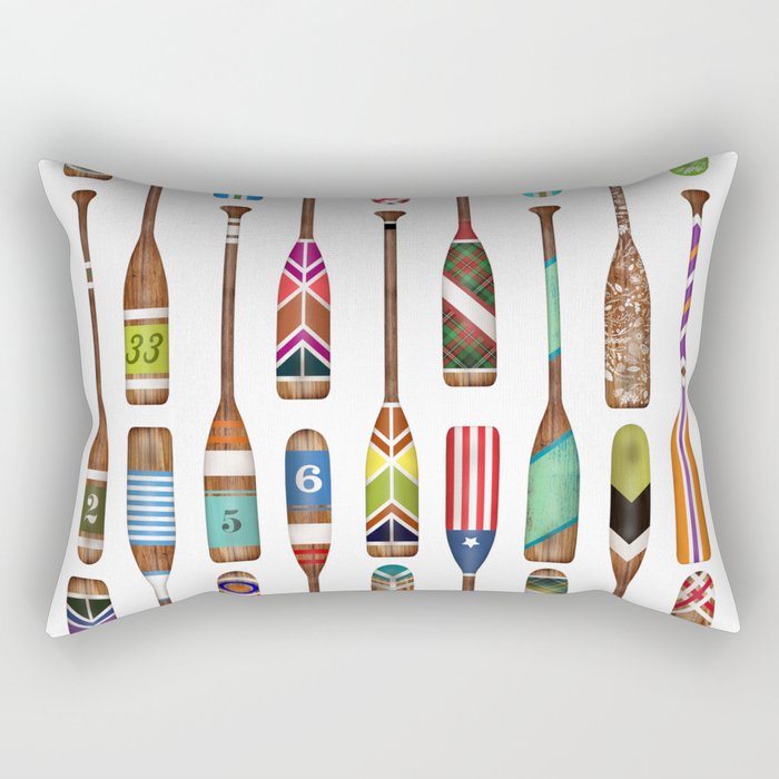 Paddles Lake Oars Colorful Rectangular Pillow Gallery Image 1