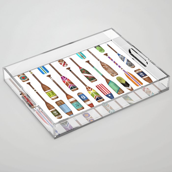 Paddles Lake Oars Colorful Acrylic Tray Gallery Image 1