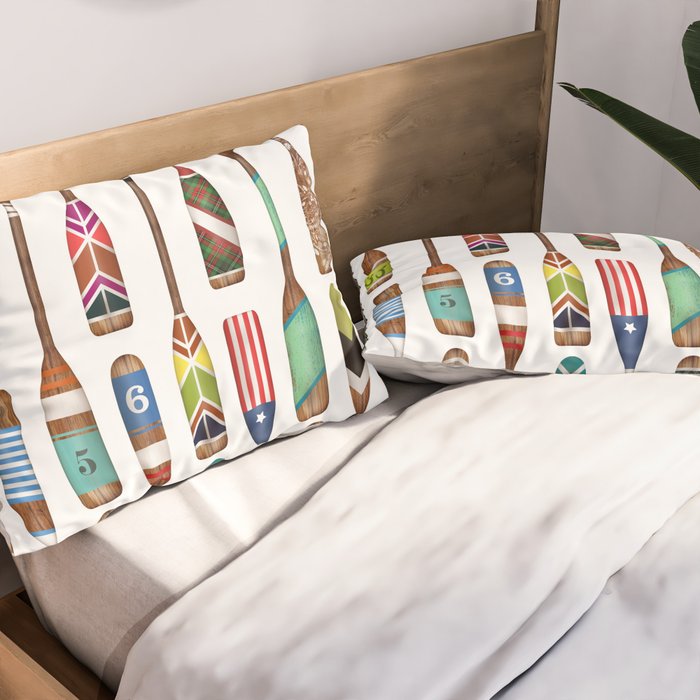 Paddles Lake Oars Colorful Pillow Sham Gallery Image 2