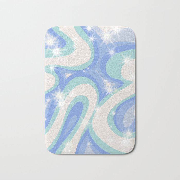 Groovy retro swirls blue Bath Mat Gallery Image 1