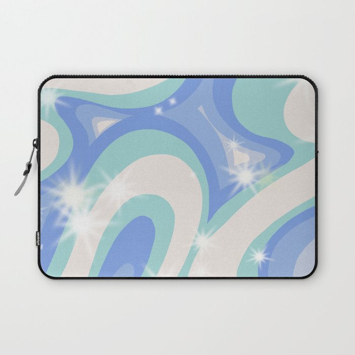 Groovy retro swirls blue Laptop Sleeve Gallery Image 1