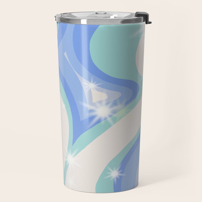 Groovy retro swirls blue Travel Mug Gallery Image 2