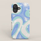 Groovy retro swirls blue iPhone Case Gallery Image 1