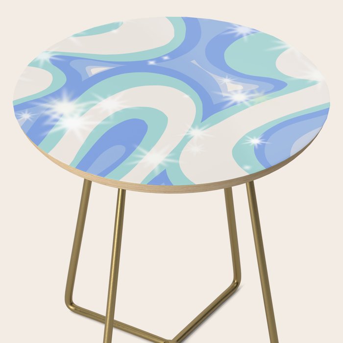 Groovy retro swirls blue Side Table Gallery Image 2