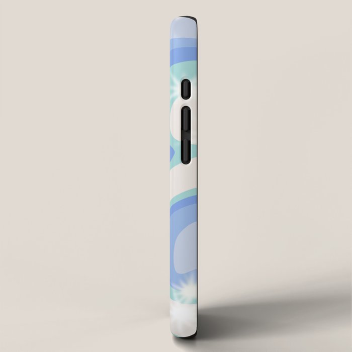 Groovy retro swirls blue iPhone Case Gallery Image 2