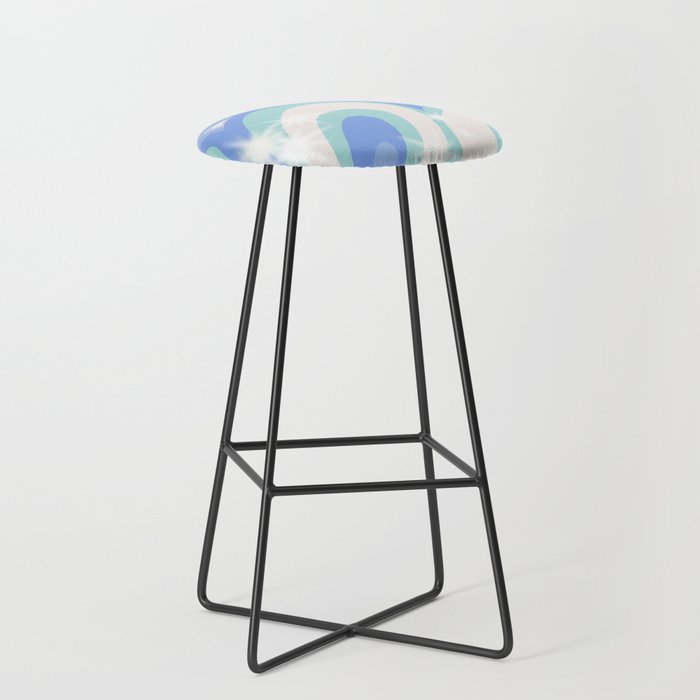 Groovy retro swirls blue Stool Gallery Image 1