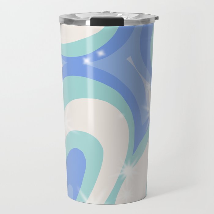 Groovy retro swirls blue Travel Mug Gallery Image 1
