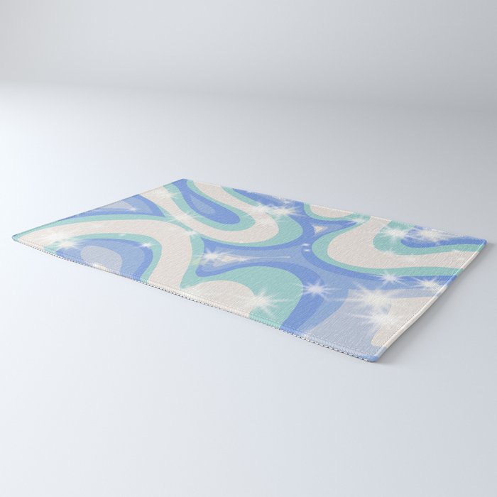 Groovy retro swirls blue Rug Gallery Image 3