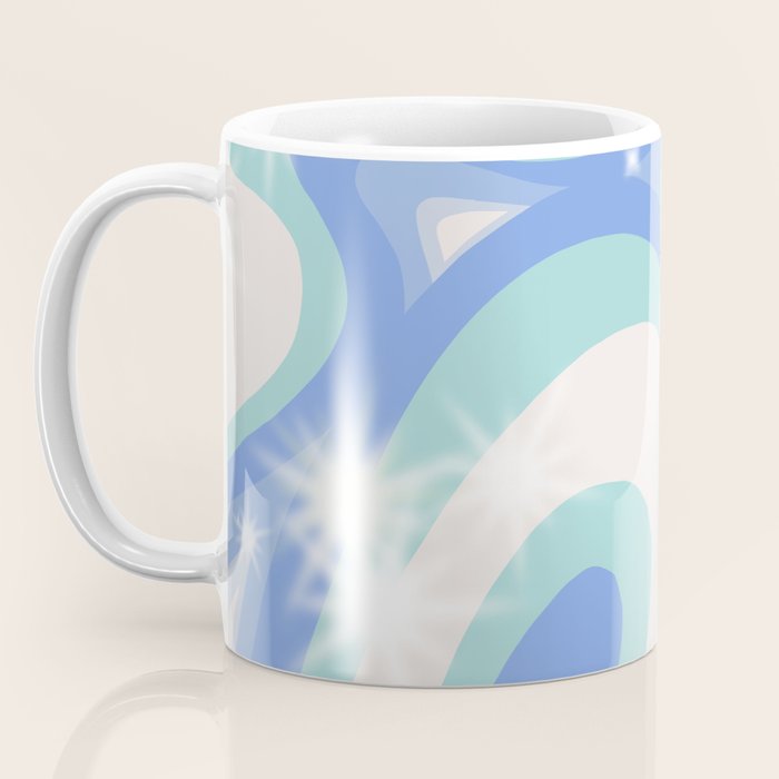 Groovy retro swirls blue Coffee Mug Gallery Image 3