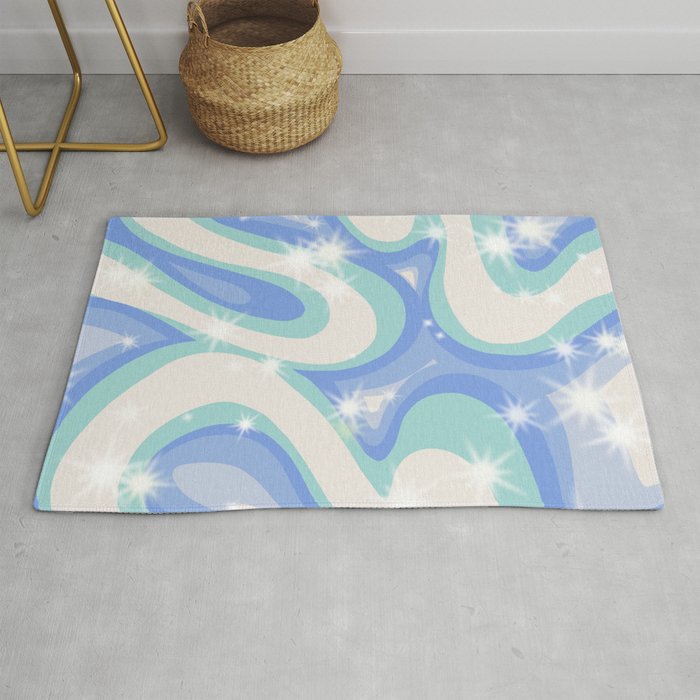 Groovy retro swirls blue Rug Gallery Image 1