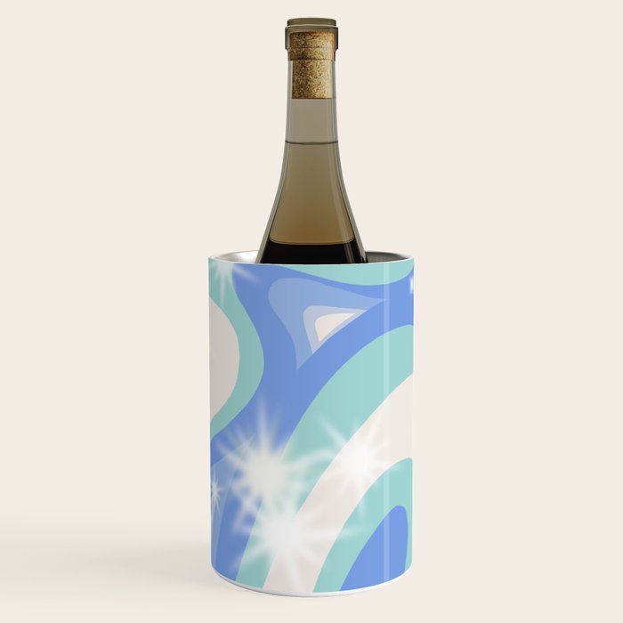 Groovy retro swirls blue Wine Chiller Gallery Image 2