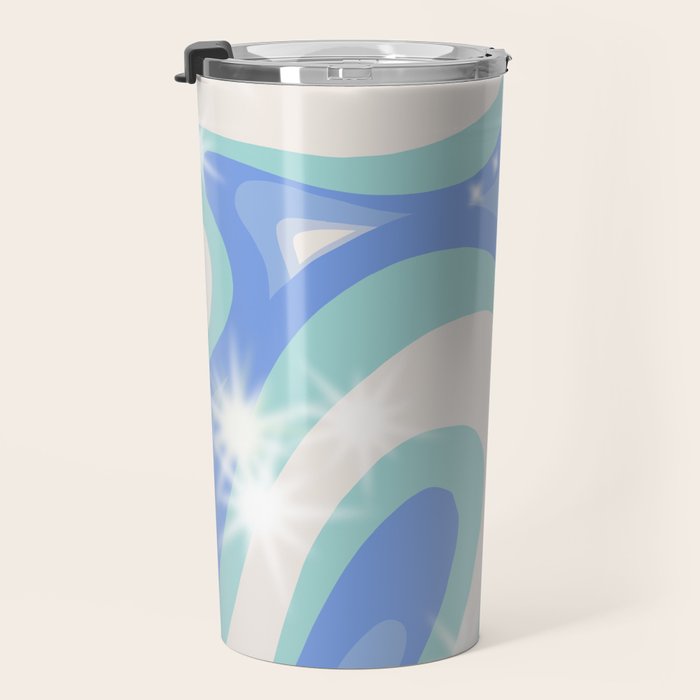 Groovy retro swirls blue Travel Mug Gallery Image 3