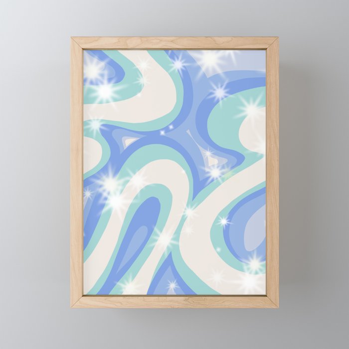 Groovy retro swirls blue Mini Art Print Gallery Image 1