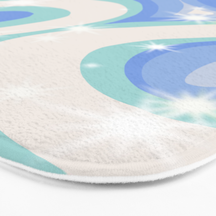 Groovy retro swirls blue Bath Mat Gallery Image 3
