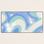 Groovy retro swirls blue Desk Mat Gallery Image 3