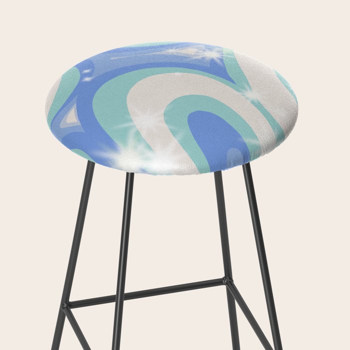 Groovy retro swirls blue Stool Gallery Image 2