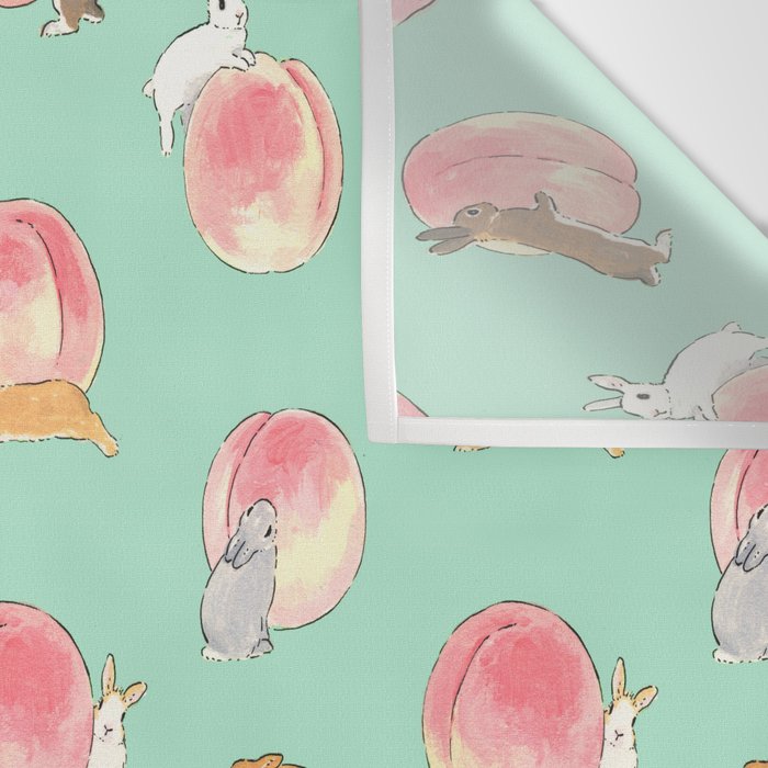 Rabbits and Peaches Wall Tapestry Gallery Image 3